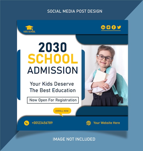 Schooltoelating social media banner postontwerp of professionele bannersjabloon voor terug naar school