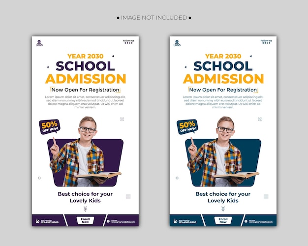 Schooltoelating terug naar school Instagram- en Facebook-verhaalsjabloonontwerp