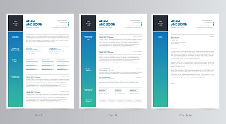 Vector schoon cv of cv en sollicitatiebriefsjabloon