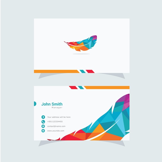 Schoon en elegant Feather-logo en visitekaartje ontwerp