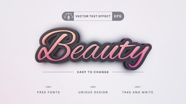 Vector schoonheid bewerkbare tekst-effect lettertype