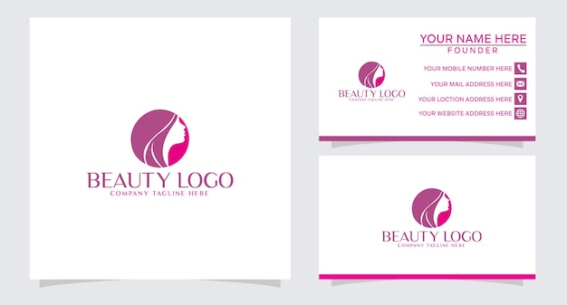 schoonheid cosmetische vrouw luxe logo-ontwerp en visitekaartjesjabloon
