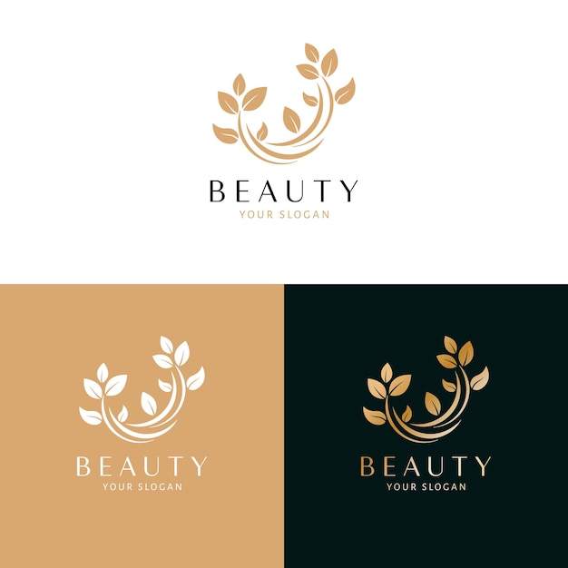 Schoonheid en cosmetica logo-ontwerp Abstracte bladeren vector logo Floral logo sjabloon