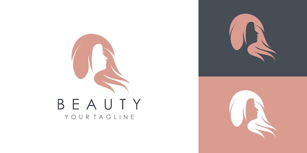 Schoonheid en haar vectorpictogram voor vrouw met modern creatief logo-ontwerp premium vector