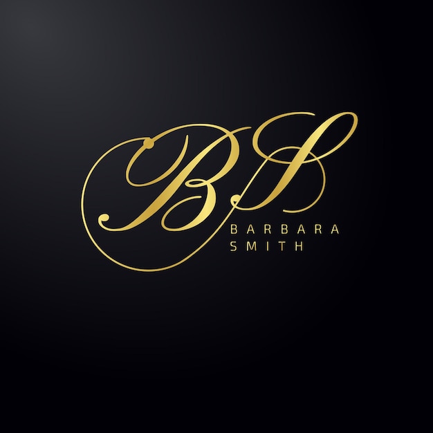 Vector schoonheid en mode b letter logo met gouden bruiloft logo