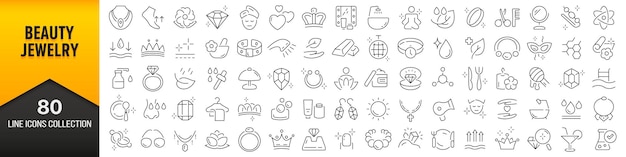 Schoonheid en sieraden lijn iconen collectie grote ui icon set in een plat ontwerp dunne omtrek iconen pack vector illustratie eps10
