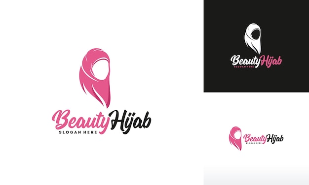 Schoonheid hijab logo ontwerpt vector, muslimah fashion logo sjabloon