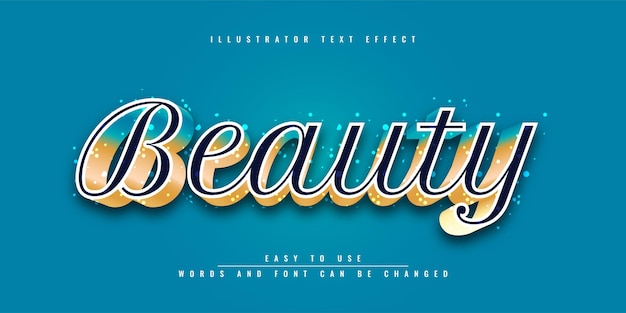 Vector schoonheid illustrator bewerkbaar teksteffect sjabloonontwerp