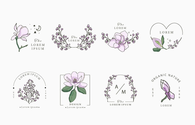 Schoonheid lavendel, magnolia collectie ontwerp illustratie