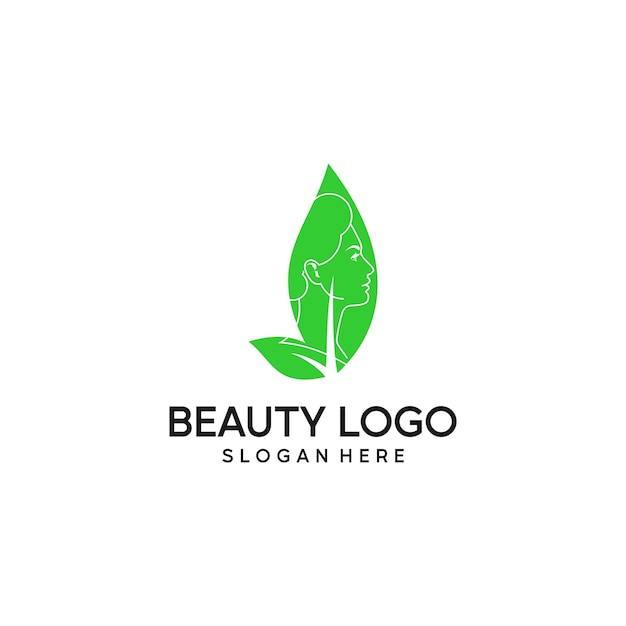 schoonheid logo grafische vector met groen blad pictogram.