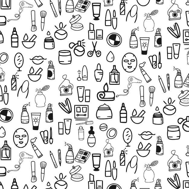 schoonheid make-up cosmetica naadloze patroon achtergrond voor web en mobiele apps