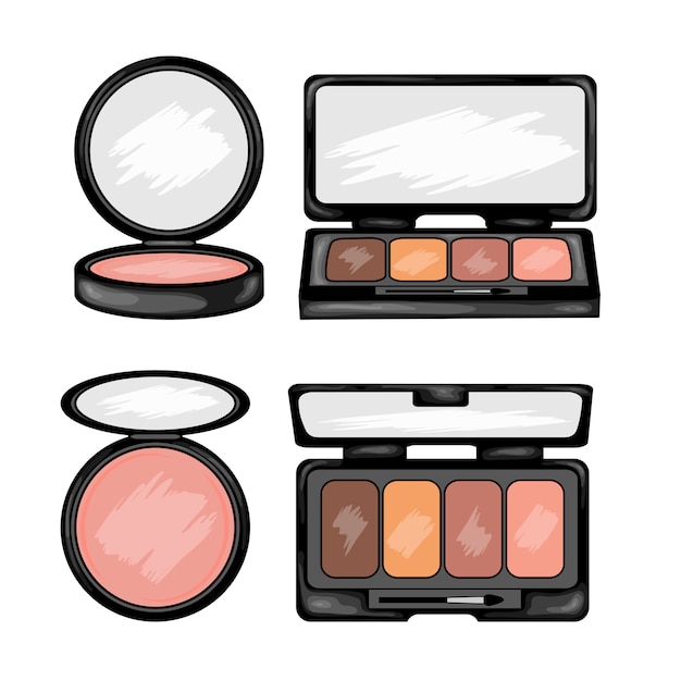 Schoonheid met make-up kit. Cartoon stijl.