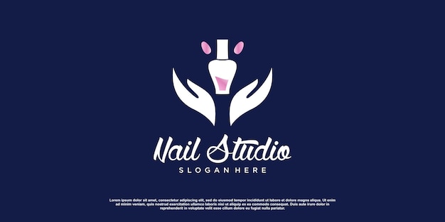 Schoonheid nagel logo ontwerp vector met creatieve unieke stijl Premium Vector