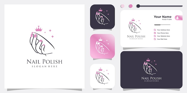 Schoonheid nagel logo ontwerp vector met creatieve unieke stijl Premium Vector