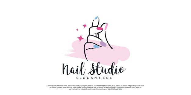 Schoonheid nagel logo ontwerp vector met creatieve unieke stijl Premium Vector