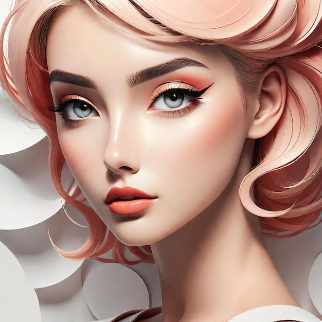 schoonheid portret van jonge vrouw met roze haar en creatieve make-up mode model meisje schoonheid p