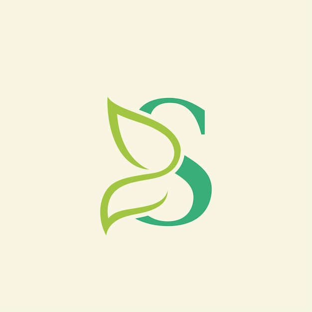 schoonheid vlinder groen natuurlijk logo ontwerp letter S