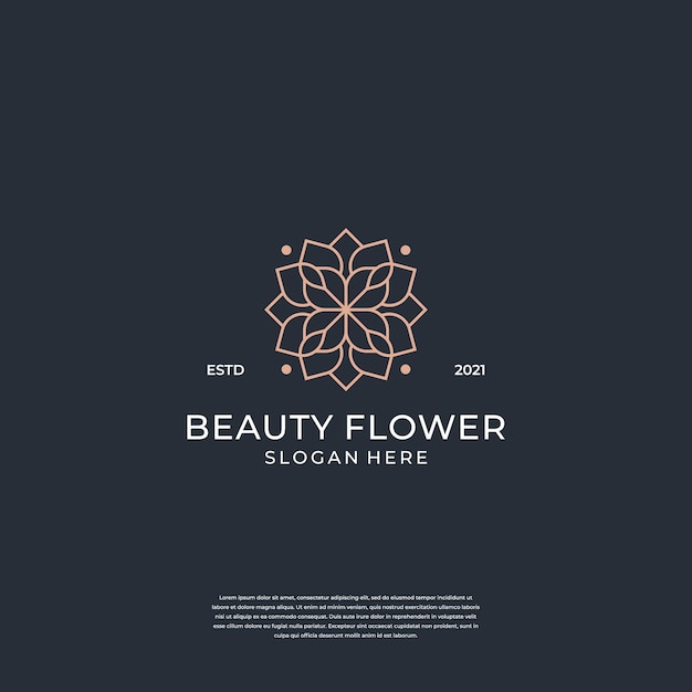 Schoonheid vrouwelijke bloem logo sjabloon. minimalistische, luxe, elegante salon.