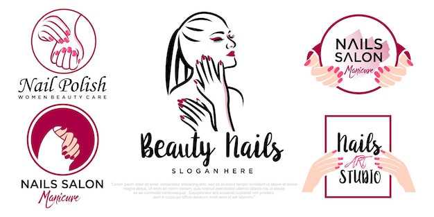 Schoonheid wimpers extensie schoonheid vrouwen en nagel icon set logo ontwerp