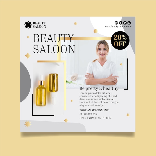 Schoonheidssalon kwadraat flyer