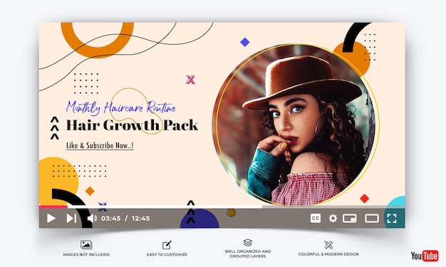 Schoonheidstips youtube-miniatuursjabloon vector premium
