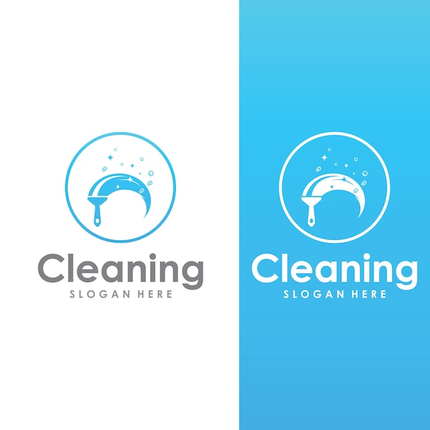 Schoonmaak logo schoonmaak bescherming logo en huis schoonmaak logo Met een sjabloon illustratie vector ontwerpconcept