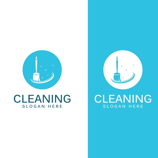 Schoonmaak logo schoonmaak bescherming logo en huis schoonmaak logo Met een sjabloon illustratie vector ontwerpconcept