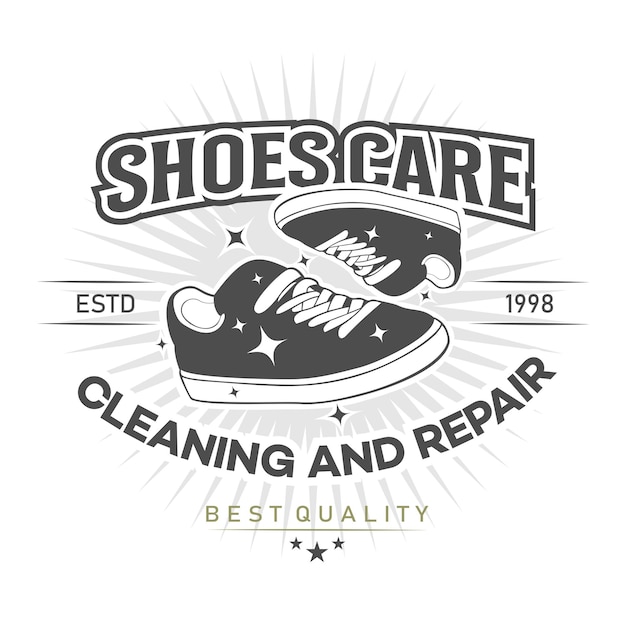 Schoonmaak schoen wassen Wasserij bedrijfslogo sjabloon schoenen zorg vectorillustratie