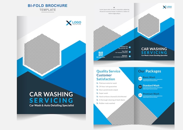 Schoonmaakservice autowasbedrijf Bifold brochure schoonmaakservice brochureontwerp