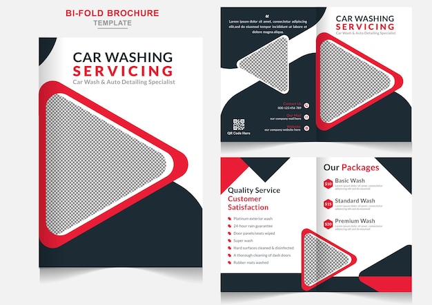 Schoonmaakservice bedrijf autowasbedrijf Bifold brochure schoonmaakservice brochure ontwerp