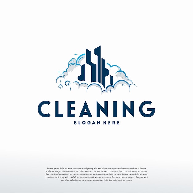 Schoonmaakservice logo sjabloon concept, Clean Building City Logo sjabloon, Logo symboolpictogram