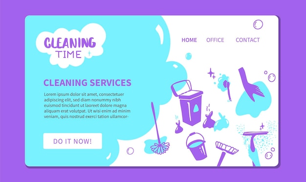 Schoonmaakservice website bestemmingspagina sjabloon Doodle stijl illustratie