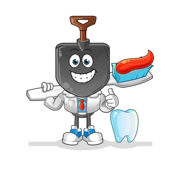 Vector schop hoofd cartoon tandarts illustratie karakter vector