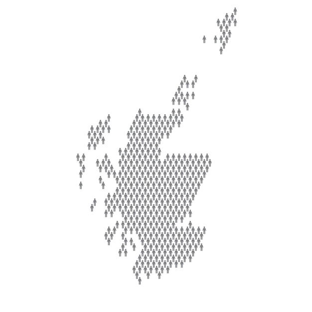 Schotland bevolkingsinfographic kaart gemaakt van mensen met stokcijfers