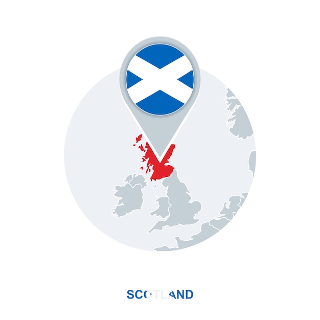 Schotland kaart en vlag vector Kaartpictogram met gemarkeerde Schotland