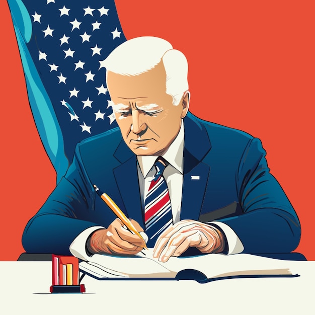 schrijf biden met de kleur van de Amerikaanse vlag vectorillustratie