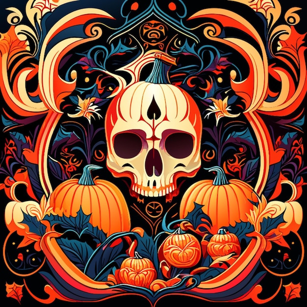 schrijf de essentie van Halloween op een groots tapijt als een pompoenschedel