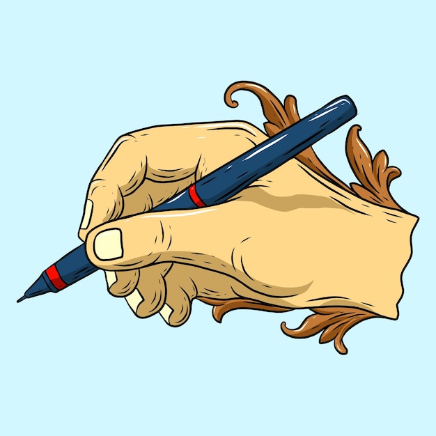 Schrijven hand houden pen kleur pictogram vector schrijven hand houden pen teken geïsoleerd symbool illustratie