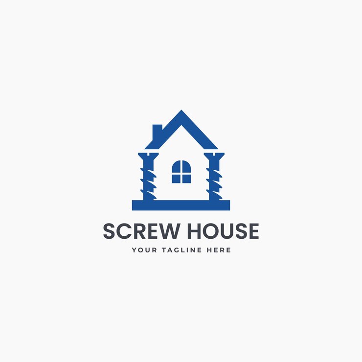 Vector schroef met huisbouwlogo home builder logo creatieve vector icoon grafische illustratie