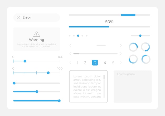 Vector schuifregelaars ui-elementenkit