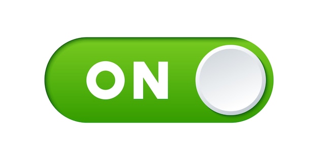 Schuifschakelaar op knop realistische 3d-groene kleur voor mobiele interface of web