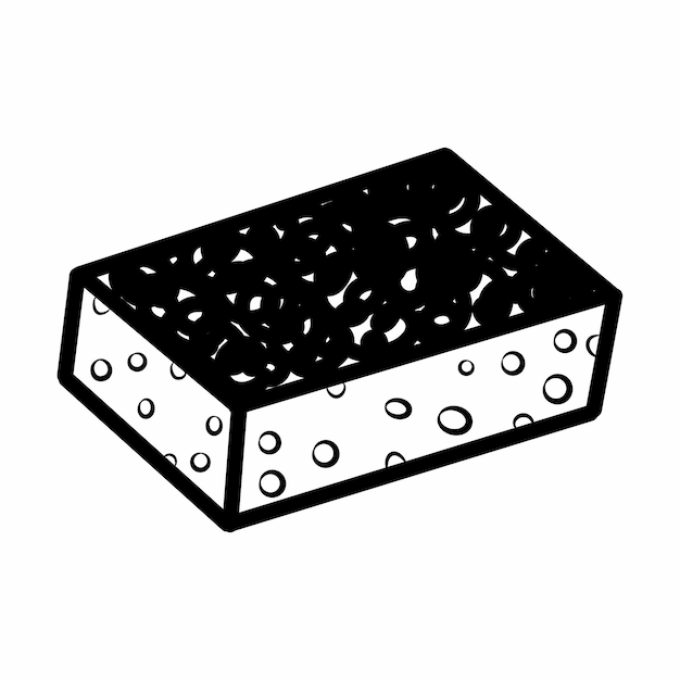 Schuim spons voor het wassen van afwas en het schoonmaken van het huis Vector doodle illustratie met de hand getekende icoon
