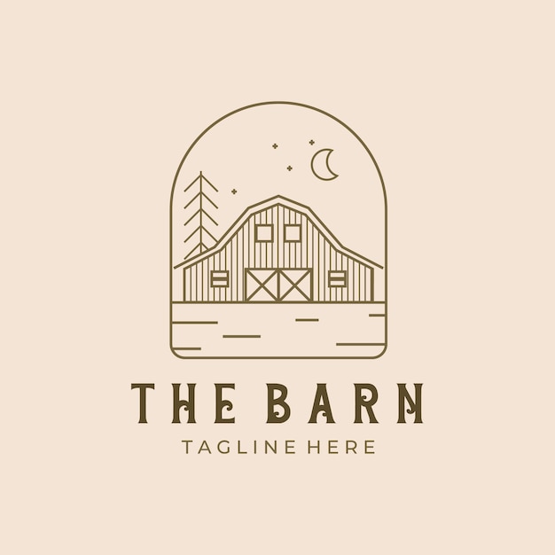 Schuur boerderij badge logo lijn kunst vector illustratie ontwerp