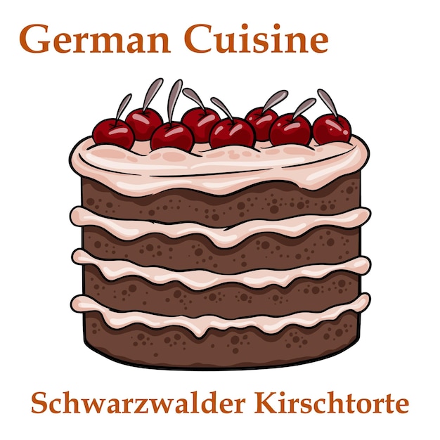 Schwarzwalder kirschtorte 白い背景の上の伝統的なドイツの砂漠