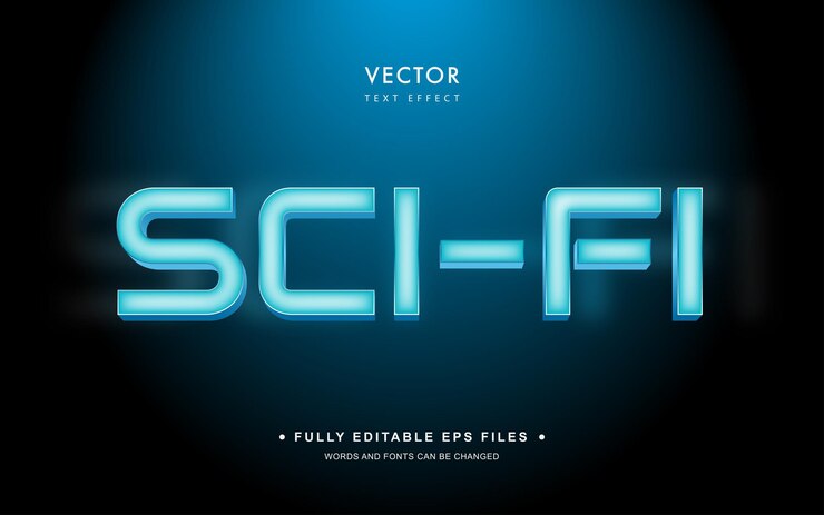 Вектор научно-фантастический редактируемый векторный текстовый эффект