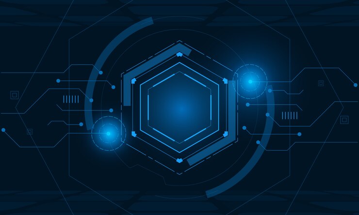Vector  sci fi hexagonal futuristic pattern, innovation future technology background,