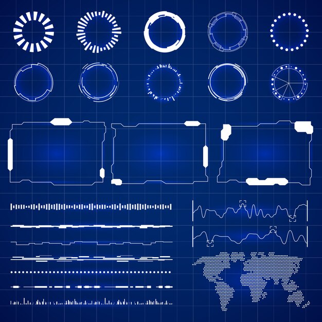 Sci未来的なハッドインターフェイス。パネルの図と現代の技術画面