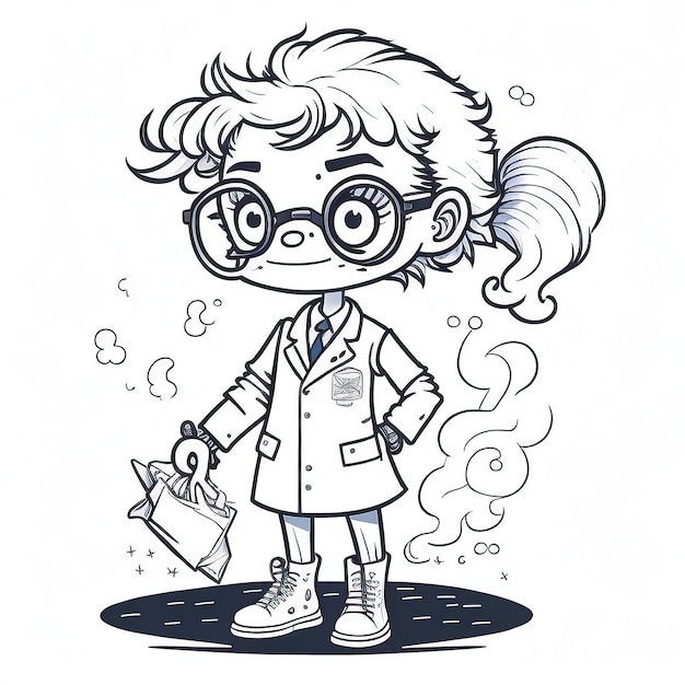 Science Adventures with Cute Cartoon Scientists Coloring Book