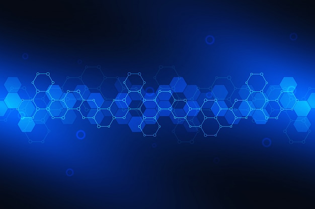 Vector science background with hexagons pattern