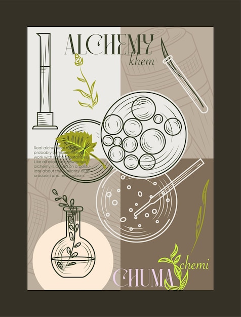 Scienza biologia piante medicinali o concetto farmaceutico poster flyer banner design o copertina del libro